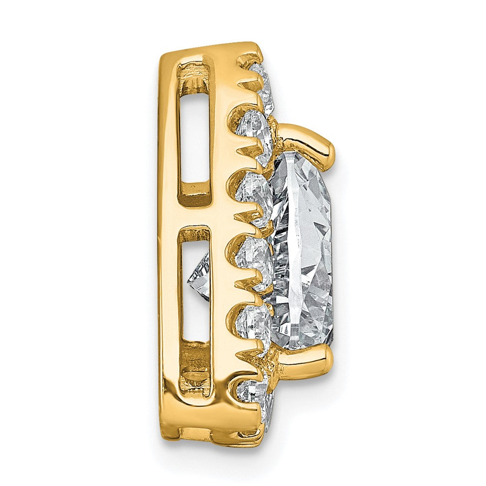 14k 5ct Cert Lab Grown Diamond VS+ F+ Trillion Comp Halo Chain Slide