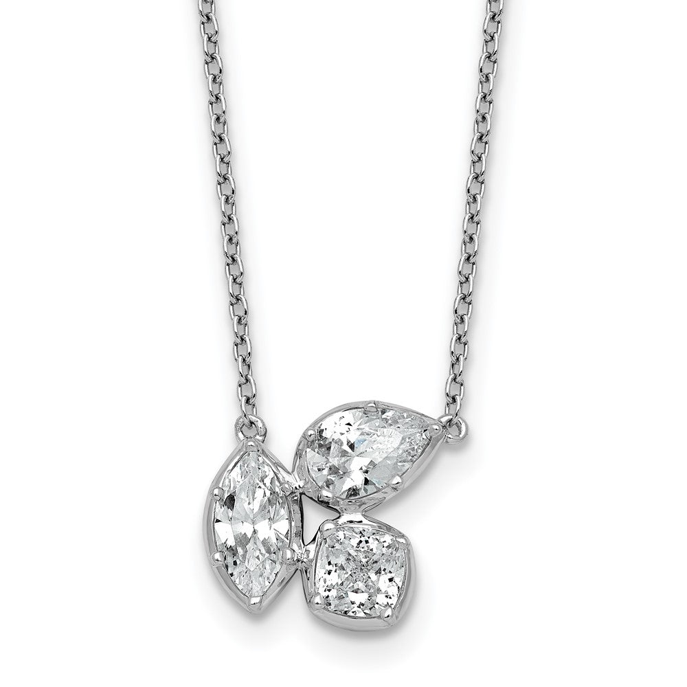 14kw 1ct Lab Grown Diamond VS+ F+ Comp 18in 3 Stone Necklace