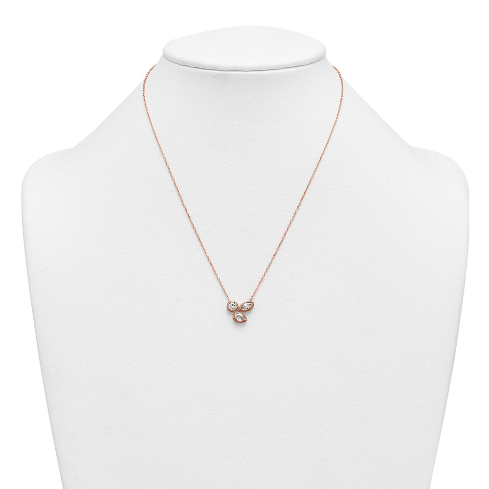 14kr 1ct Lab Grown Diamond VS+ F+ Comp 18in 3 Stone Necklace