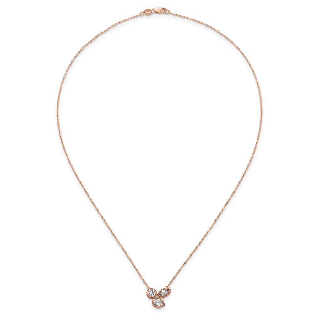 14kr 1ct Lab Grown Diamond VS+ F+ Comp 18in 3 Stone Necklace