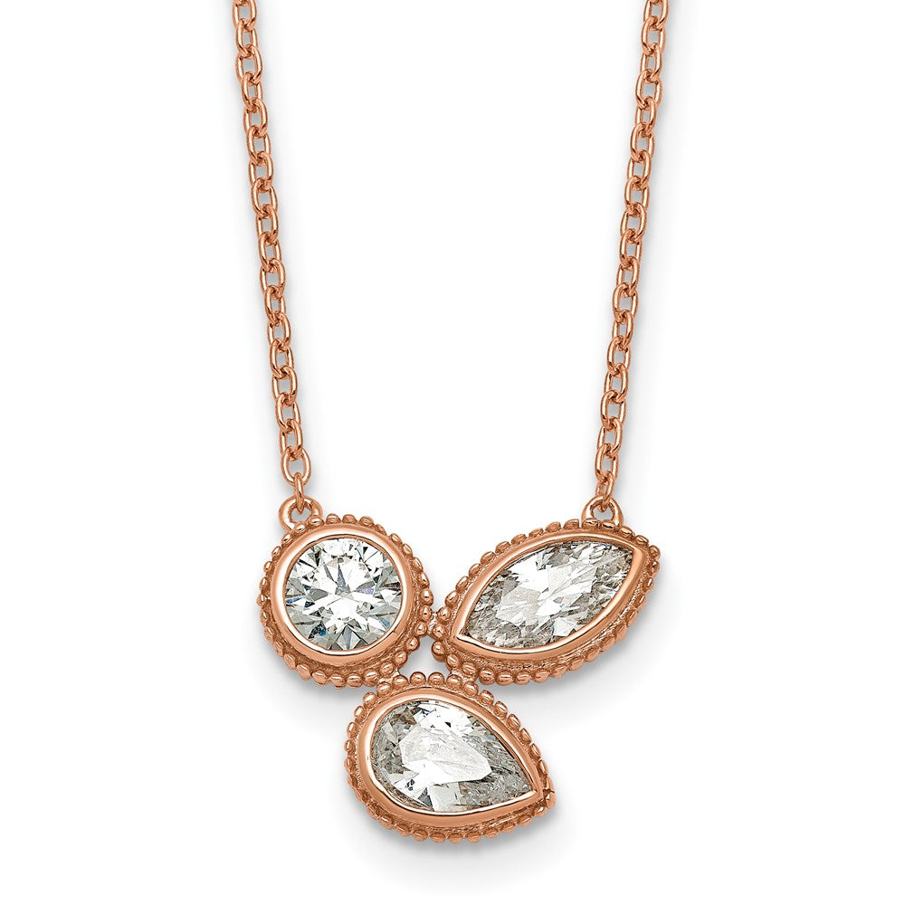 14kr 1ct Lab Grown Diamond VS+ F+ Comp 18in 3 Stone Necklace
