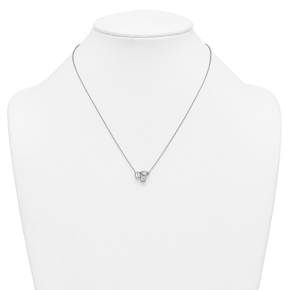 14kw 1ct Lab Grown Diamond VS+ F+ Comp 18in 3 Stone Necklace