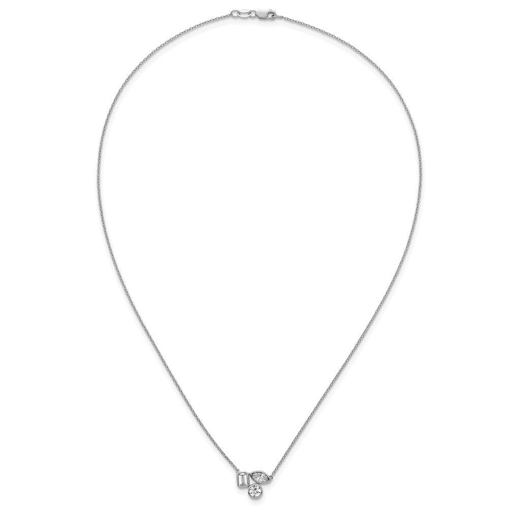 14kw 1ct Lab Grown Diamond VS+ F+ Comp 18in 3 Stone Necklace