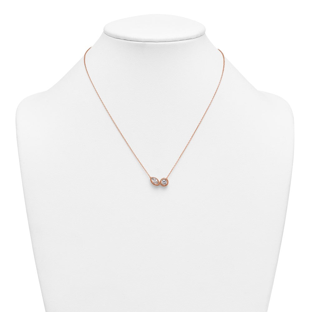14kr 1ct Lab Grown Diamond VS+ F+ Comp 18in 2 Stone Necklace