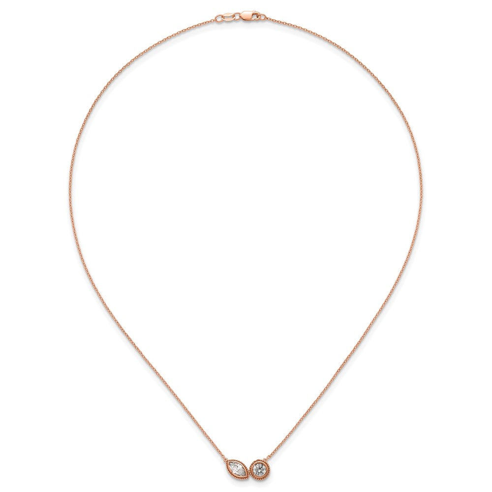 14kr 1ct Lab Grown Diamond VS+ F+ Comp 18in 2 Stone Necklace