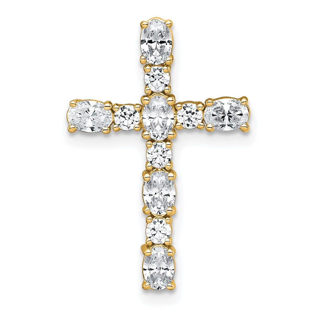 14k 1ct Lab Grown Diamond VS/SI+ G+ Comp Cross Chain Slide Pendant