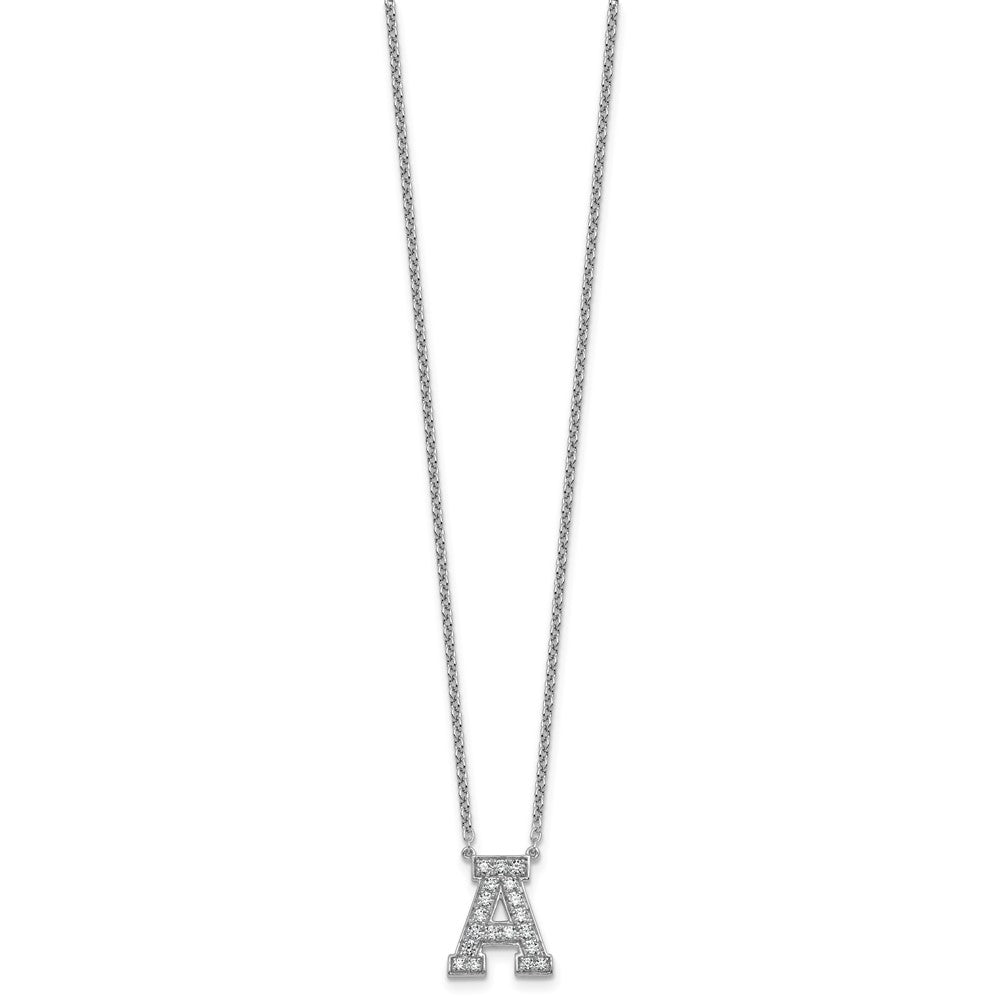 14kw 1/2ct Lab Grown Diamond VS+ F+ Comp Letter A 18in Initial Necklace