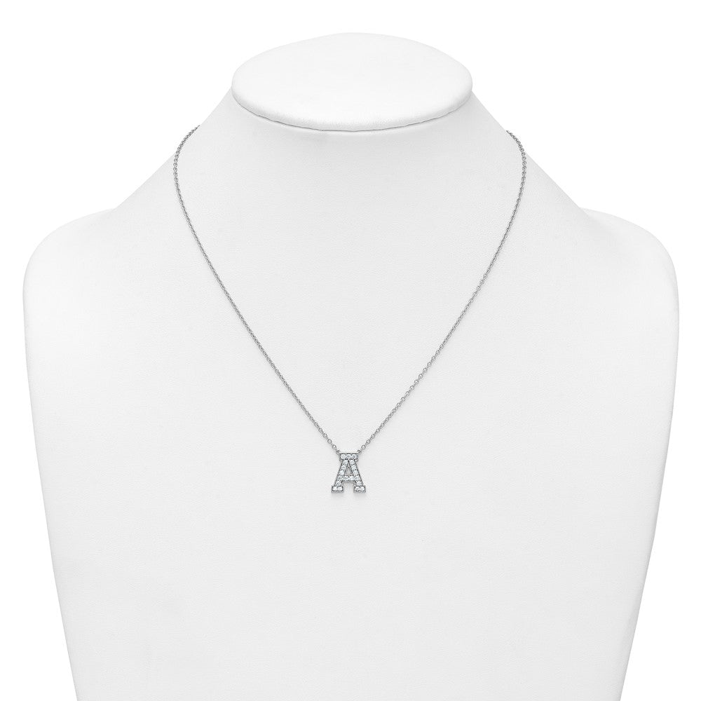 14kw 1/2ct Lab Grown Diamond VS+ F+ Comp Letter A 18in Initial Necklace