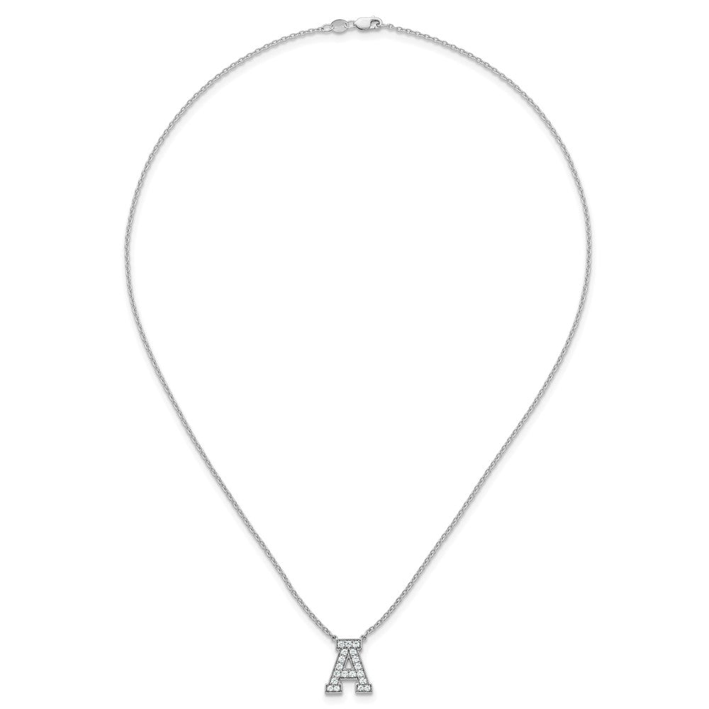 14kw 1/2ct Lab Grown Diamond VS+ F+ Comp Letter A 18in Initial Necklace