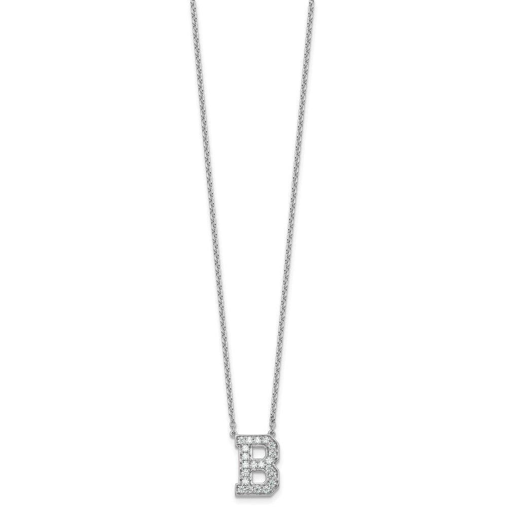 14kw 1/2ct Lab Grown Diamond VS+ F+ Comp Letter B 18in Initial Necklace