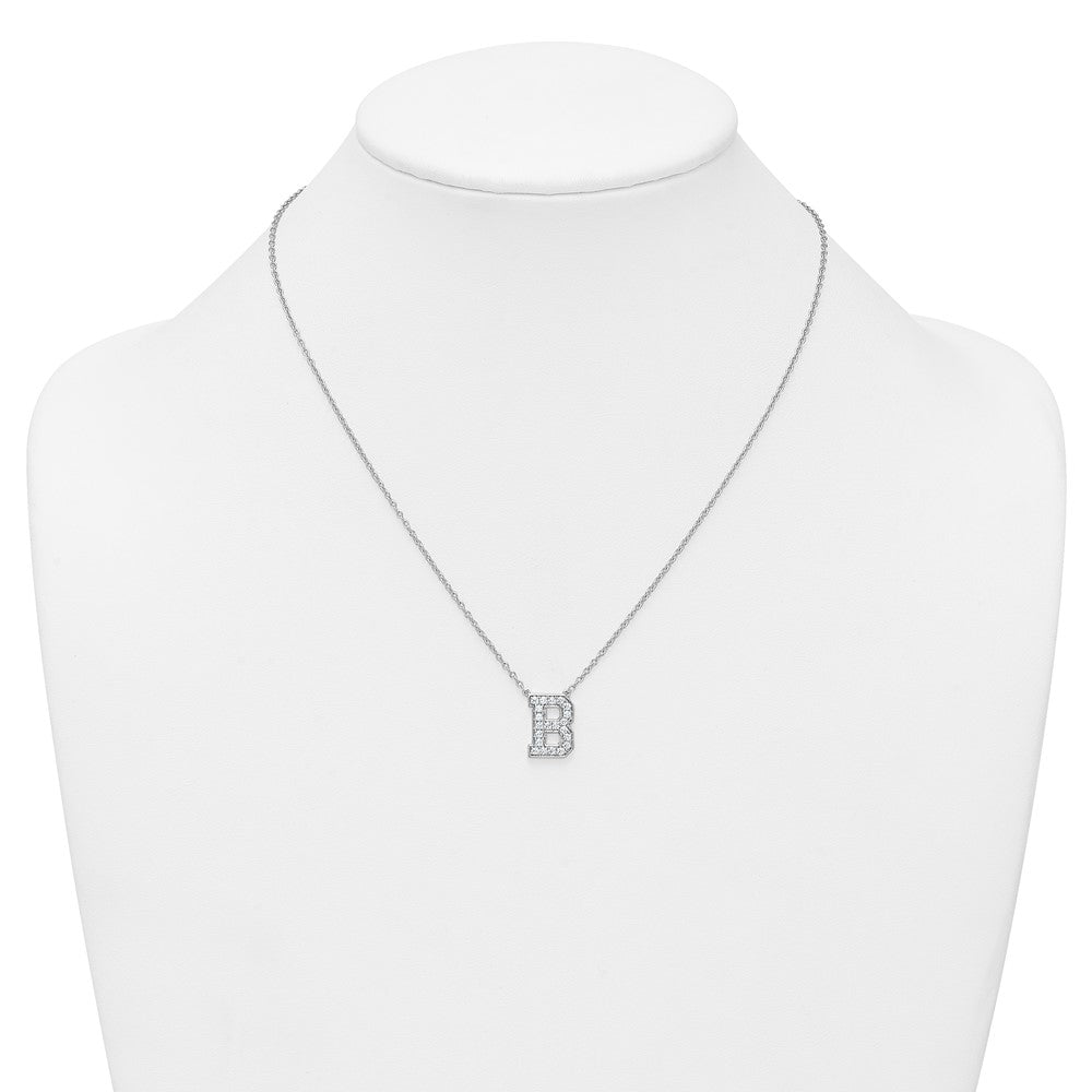 14kw 1/2ct Lab Grown Diamond VS+ F+ Comp Letter B 18in Initial Necklace
