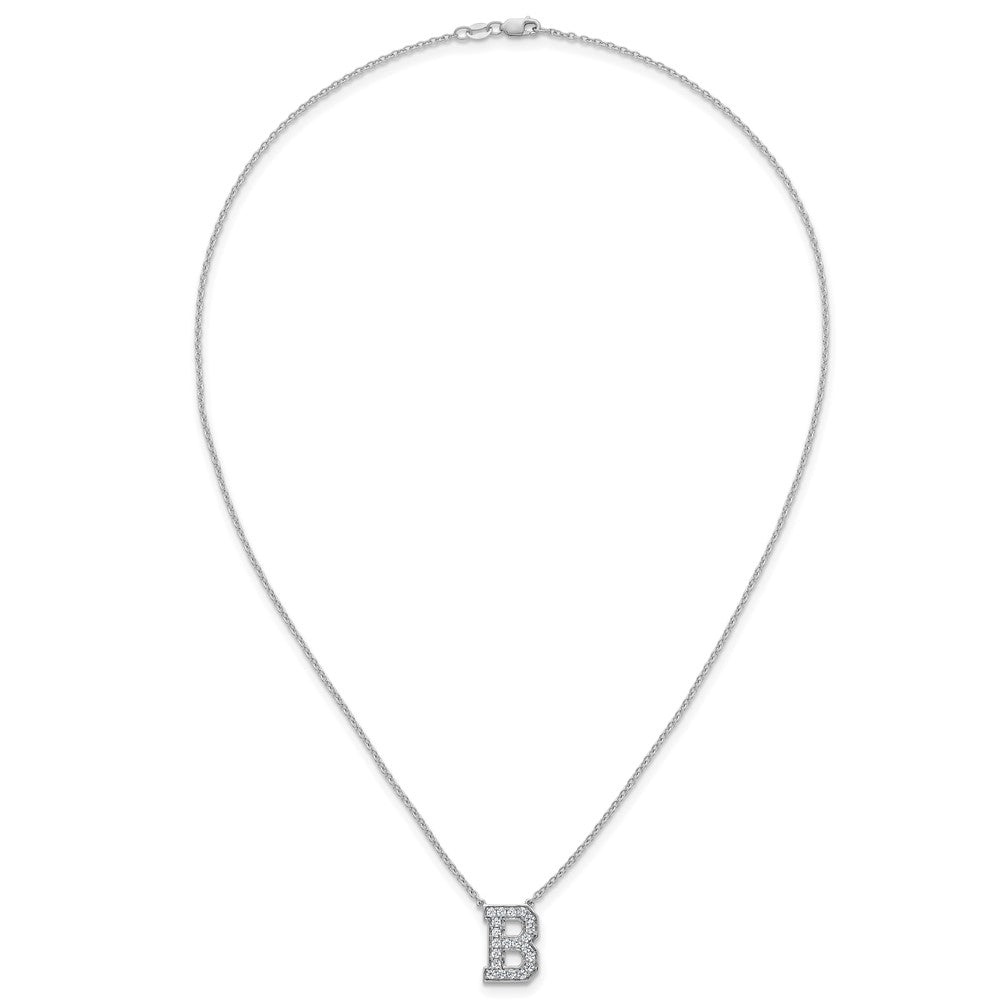 14kw 1/2ct Lab Grown Diamond VS+ F+ Comp Letter B 18in Initial Necklace