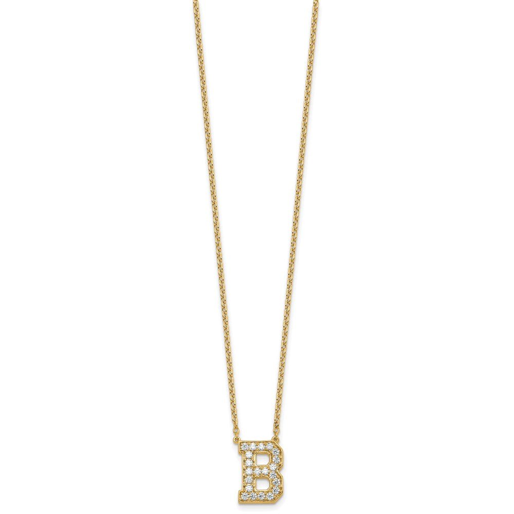 14k 1/2ct Lab Grown Diamond VS+ F+ Comp Letter B 18in Initial Necklace