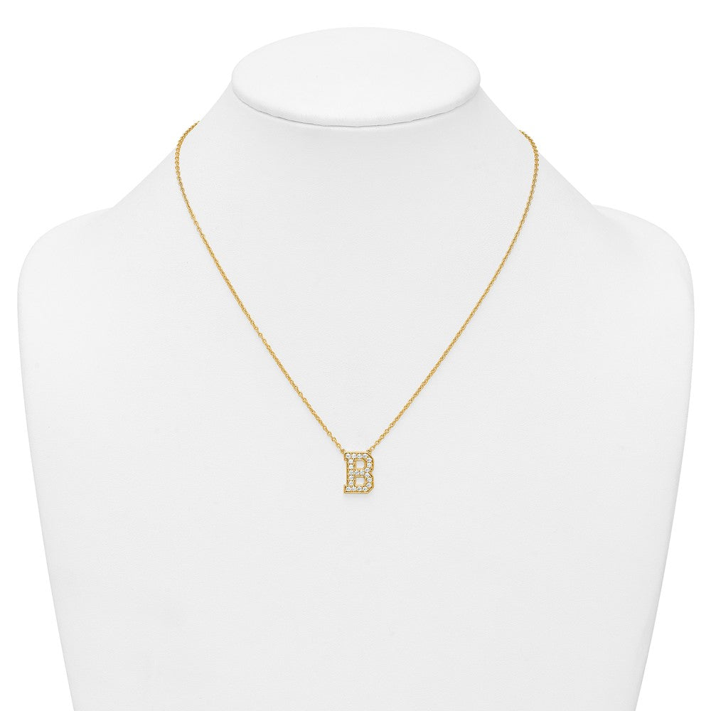 14k 1/2ct Lab Grown Diamond VS+ F+ Comp Letter B 18in Initial Necklace