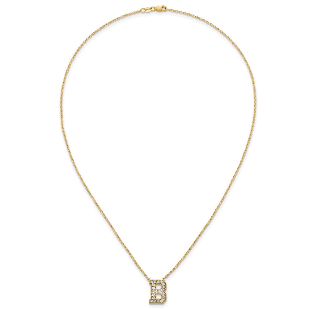14k 1/2ct Lab Grown Diamond VS+ F+ Comp Letter B 18in Initial Necklace