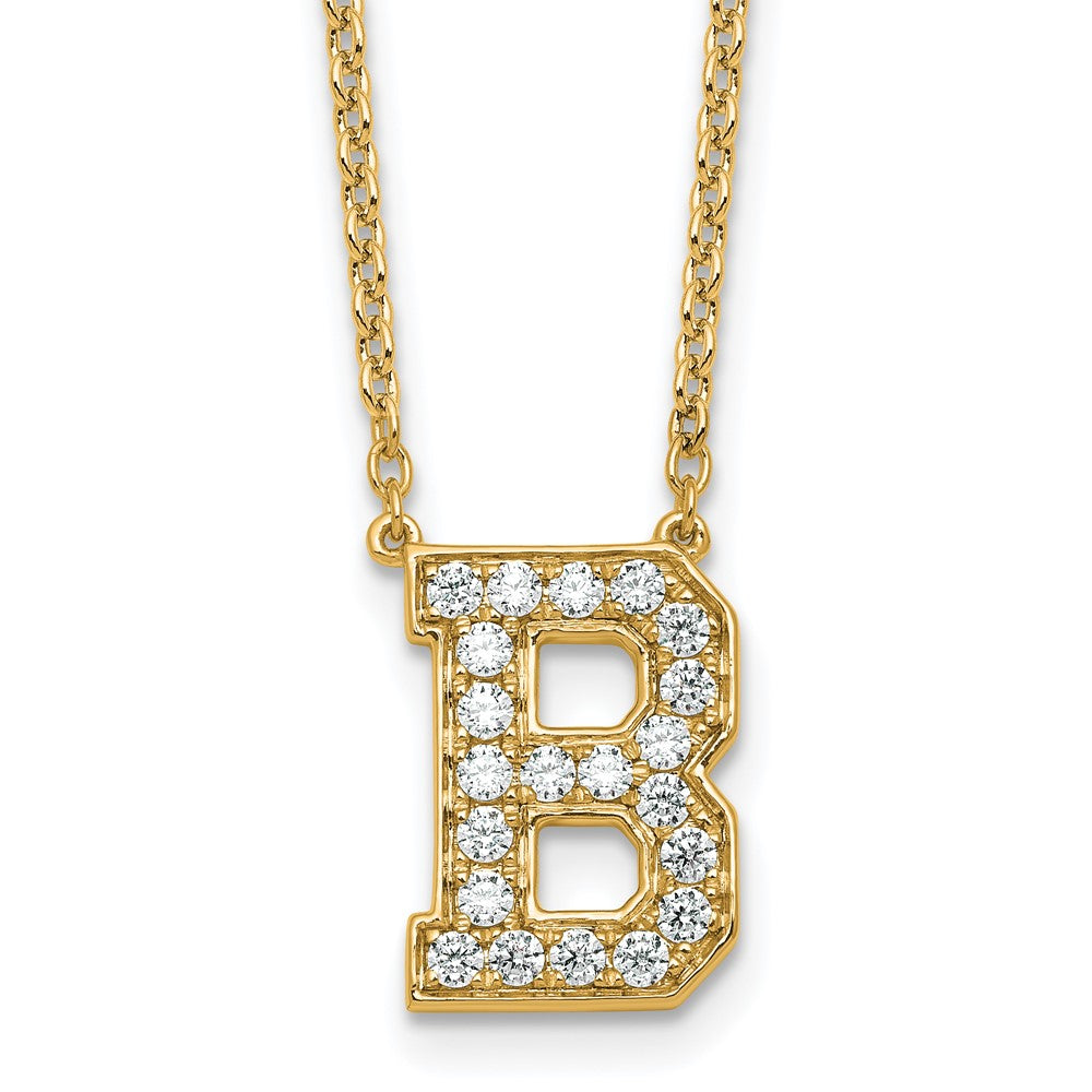 14k 1/2ct Lab Grown Diamond VS+ F+ Comp Letter B 18in Initial Necklace