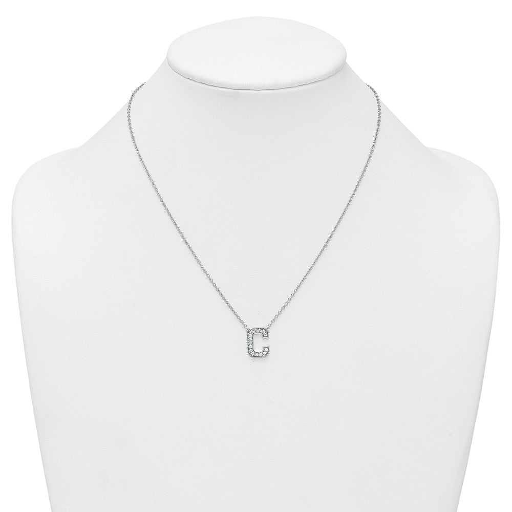 14kw 1/3ct Lab Grown Diamond VS+ F+ Comp Letter C 18in Initial Necklace