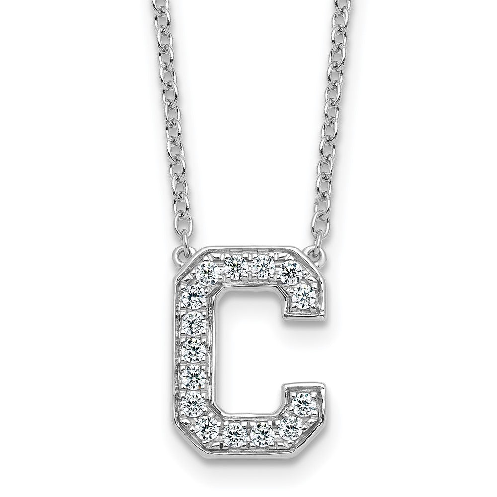 14kw 1/3ct Lab Grown Diamond VS+ F+ Comp Letter C 18in Initial Necklace