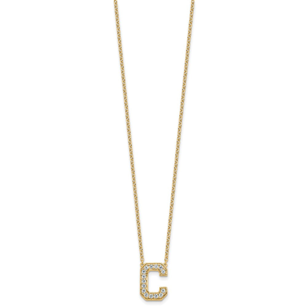 14k 1/3ct Lab Grown Diamond VS+ F+ Comp Letter C 18in Initial Necklace
