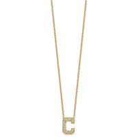 14k 1/3ct Lab Grown Diamond VS+ F+ Comp Letter C 18in Initial Necklace