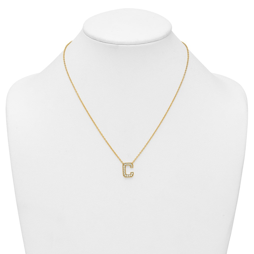14k 1/3ct Lab Grown Diamond VS+ F+ Comp Letter C 18in Initial Necklace