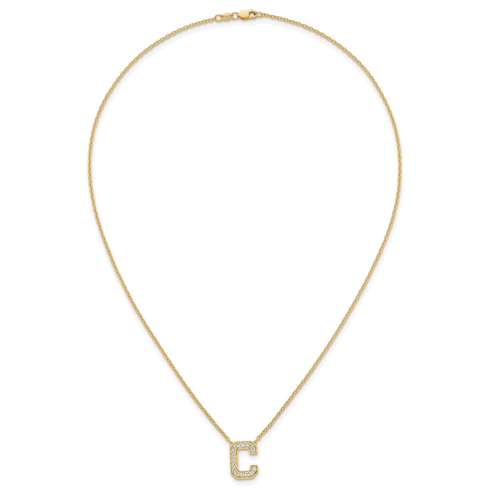 14k 1/3ct Lab Grown Diamond VS+ F+ Comp Letter C 18in Initial Necklace