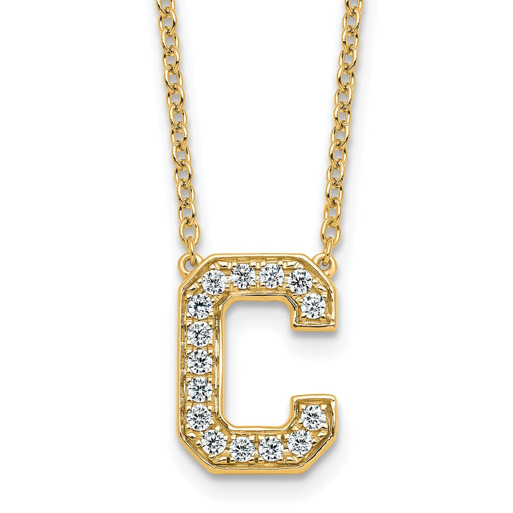 14k 1/3ct Lab Grown Diamond VS+ F+ Comp Letter C 18in Initial Necklace