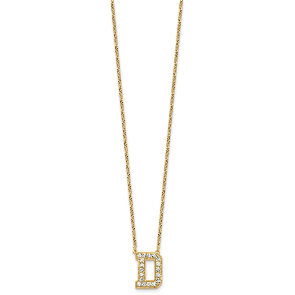 14k 1/2ct Lab Grown Diamond VS+ F+ Comp Letter D 18in Initial Necklace