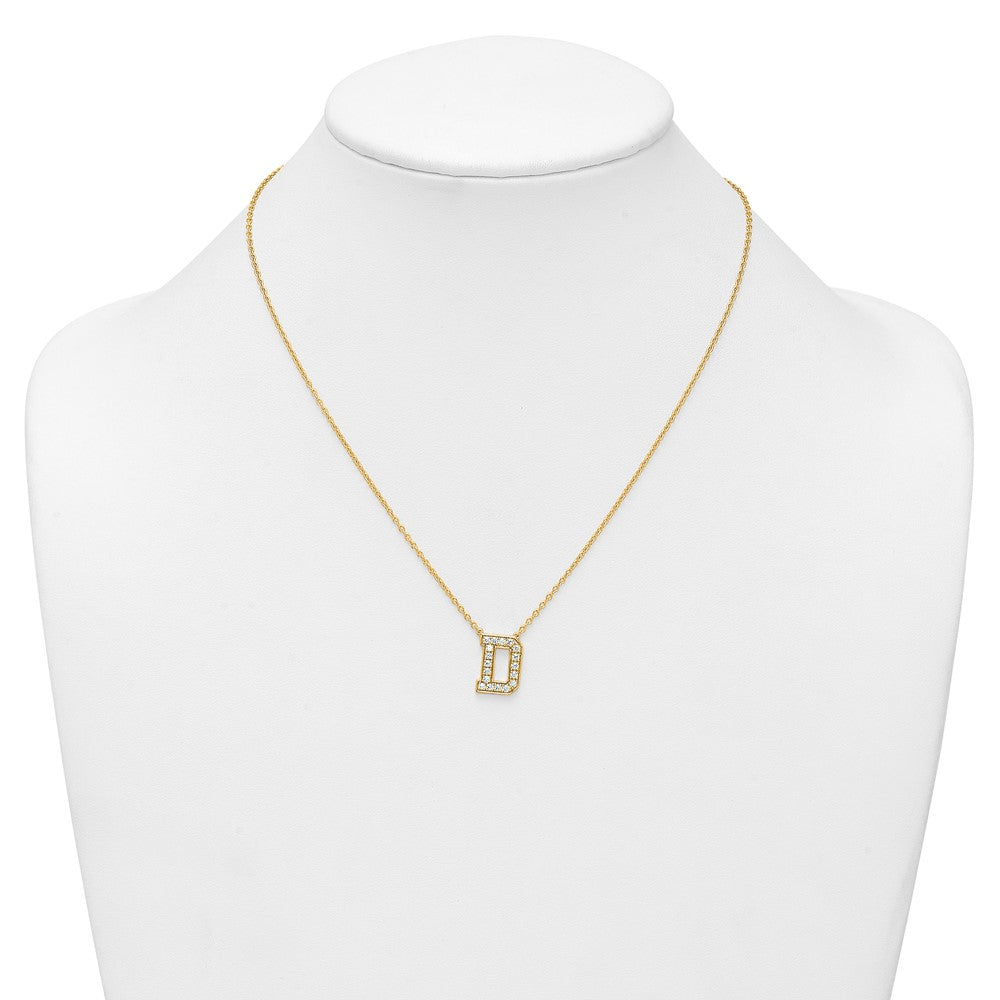 14k 1/2ct Lab Grown Diamond VS+ F+ Comp Letter D 18in Initial Necklace