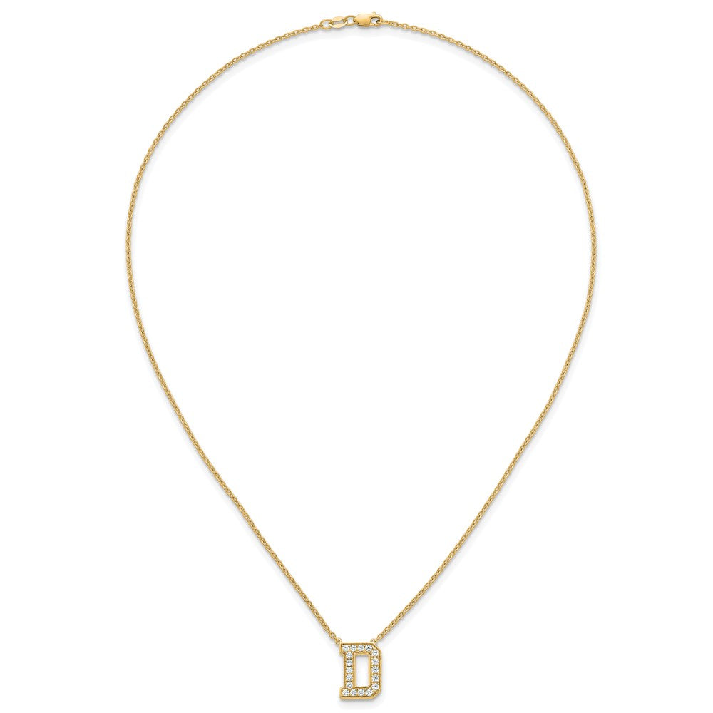 14k 1/2ct Lab Grown Diamond VS+ F+ Comp Letter D 18in Initial Necklace