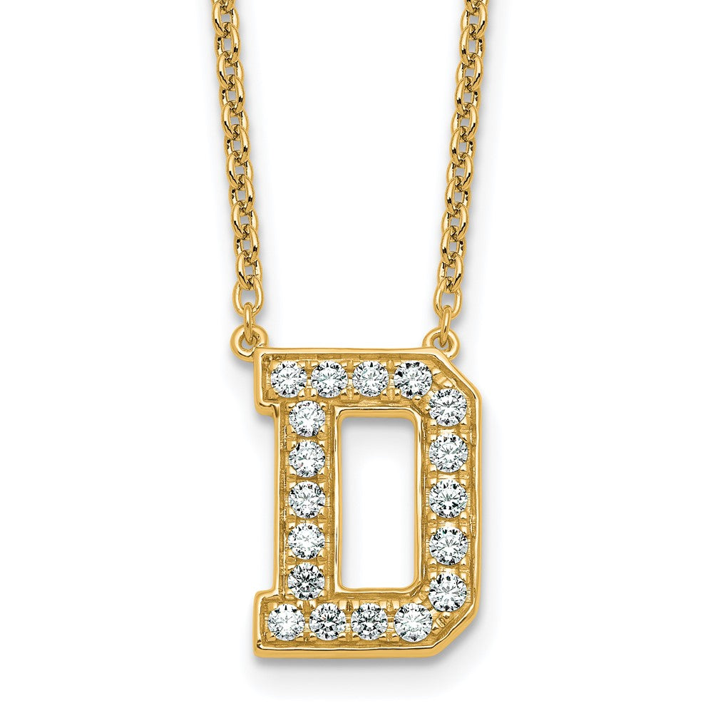 14k 1/2ct Lab Grown Diamond VS+ F+ Comp Letter D 18in Initial Necklace