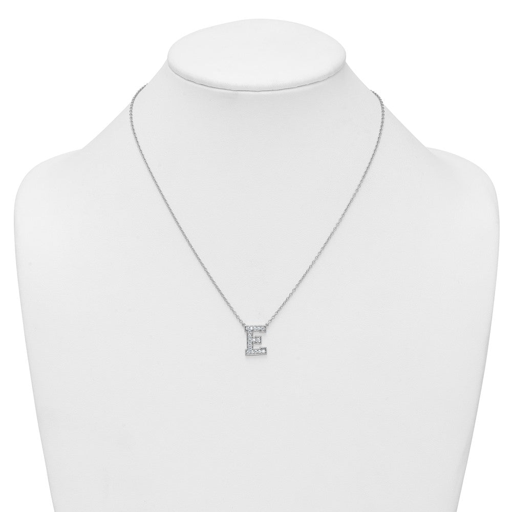 14kw 3/8ct Lab Grown Diamond VS+ F+ Comp Letter E 18in Initial Necklace