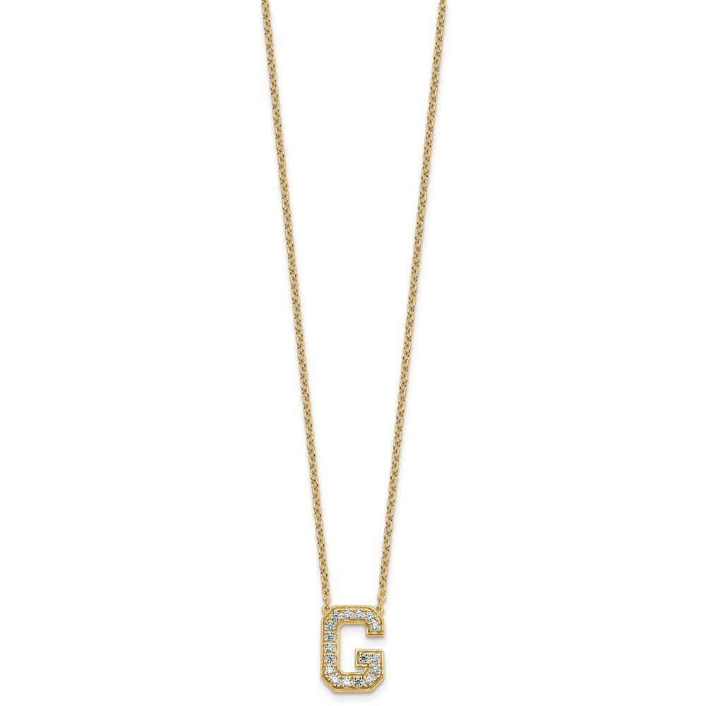 14k 1/3ct Lab Grown Diamond VS+ F+ Comp Letter G 18in Initial Necklace