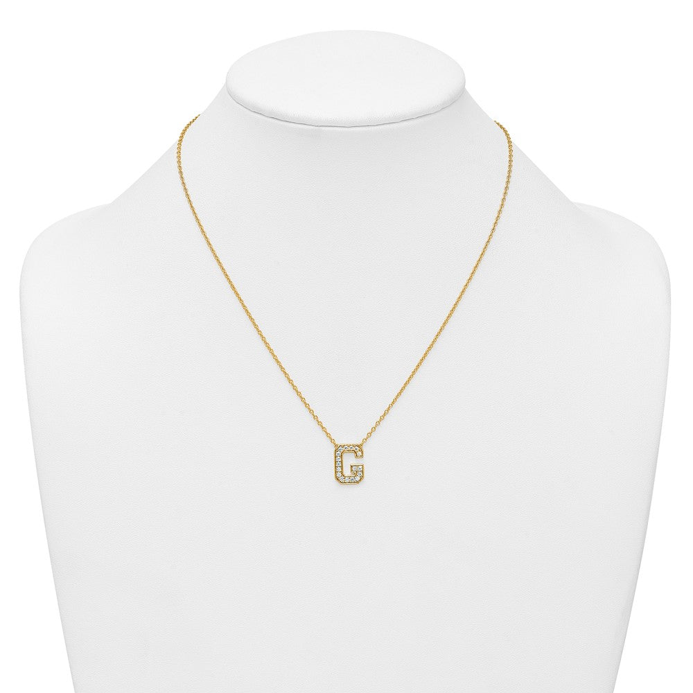 14k 1/3ct Lab Grown Diamond VS+ F+ Comp Letter G 18in Initial Necklace