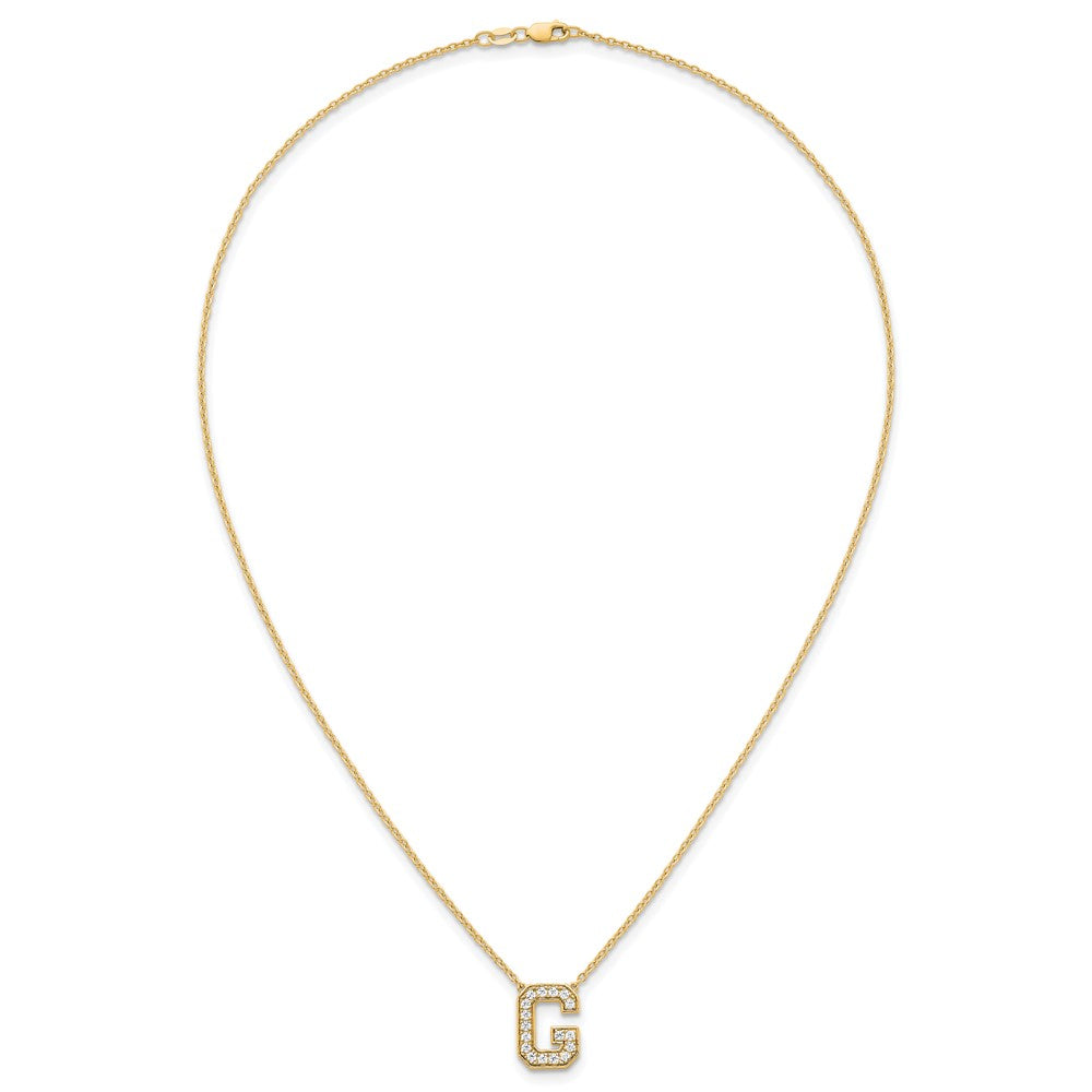 14k 1/3ct Lab Grown Diamond VS+ F+ Comp Letter G 18in Initial Necklace