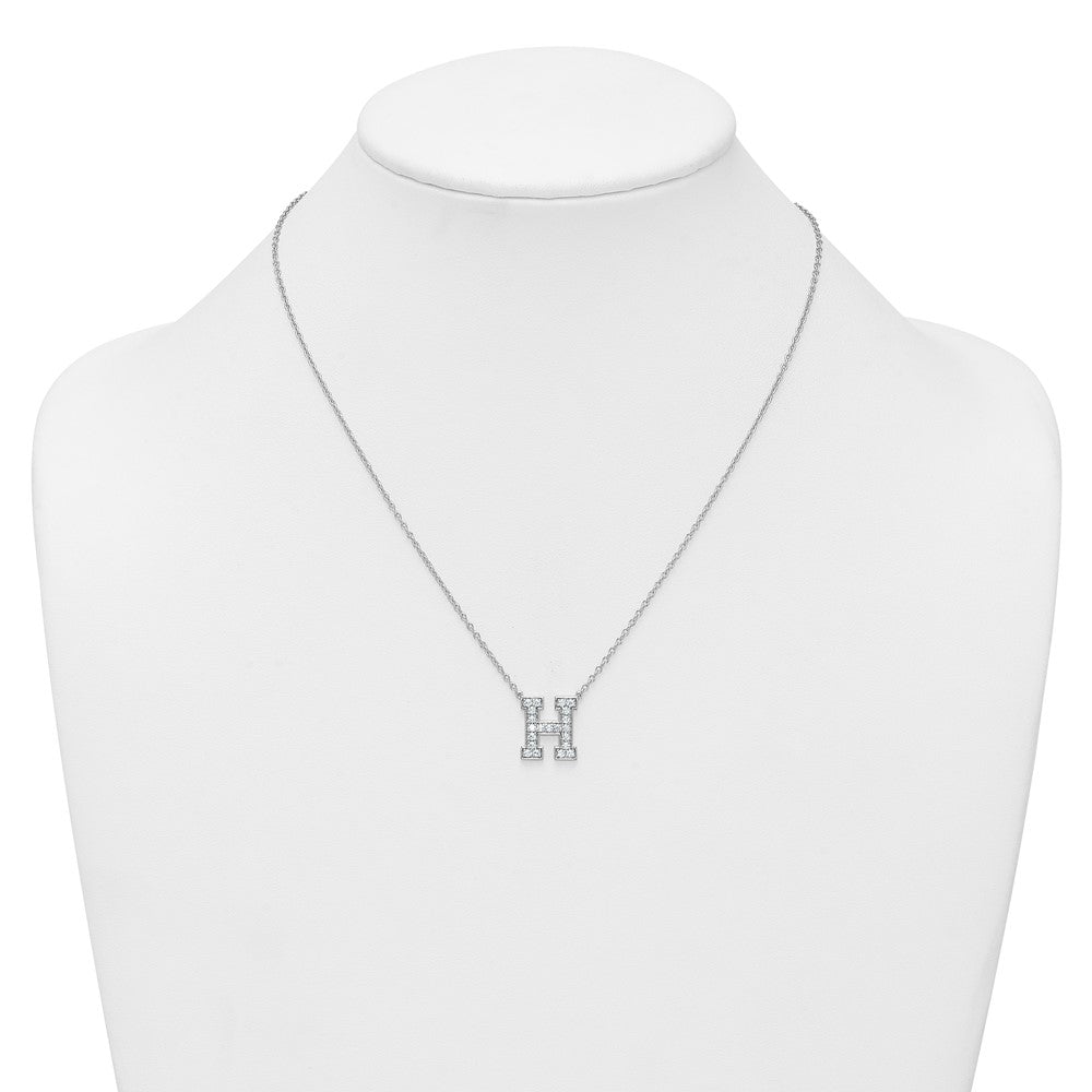 14kw 1/2ct Lab Grown Diamond VS+ F+ Comp Letter H 18in Initial Necklace