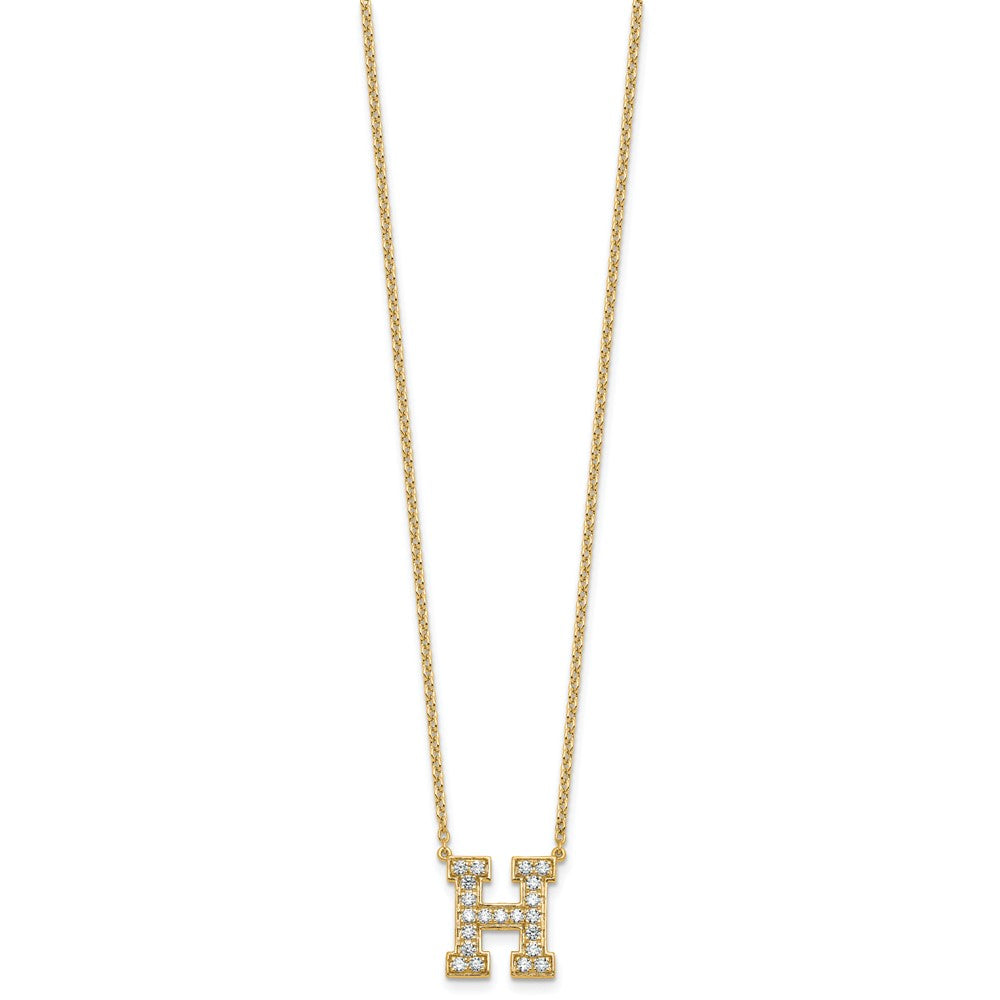14k 1/2ct Lab Grown Diamond VS+ F+ Comp Letter H 18in Initial Necklace