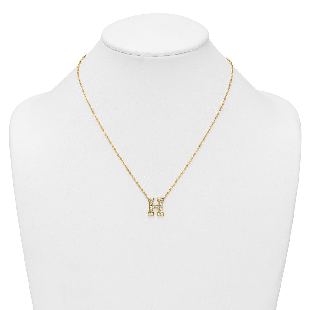 14k 1/2ct Lab Grown Diamond VS+ F+ Comp Letter H 18in Initial Necklace