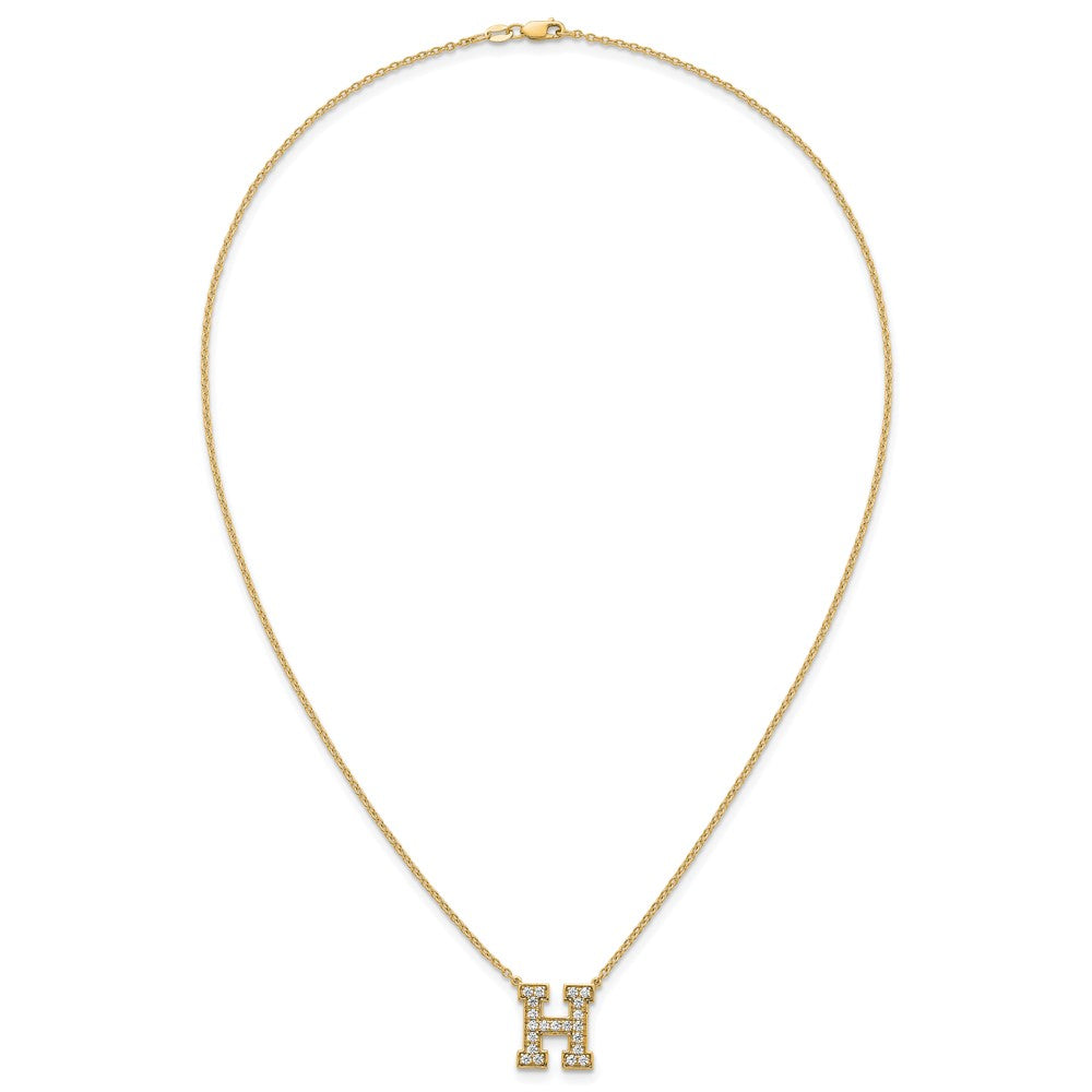 14k 1/2ct Lab Grown Diamond VS+ F+ Comp Letter H 18in Initial Necklace