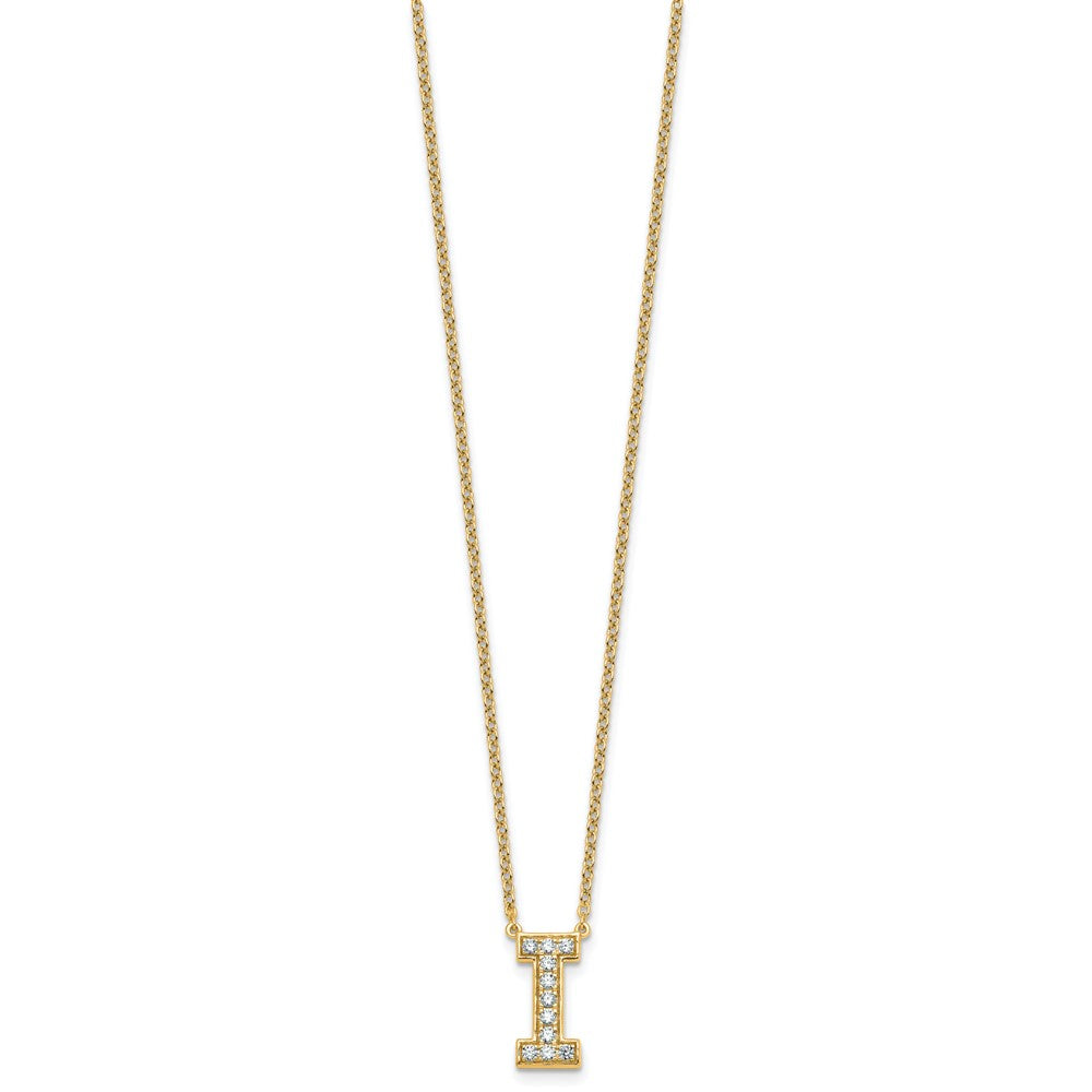 14k 1/4ct Lab Grown Diamond VS+ F+ Comp Letter I 18in Initial Necklace