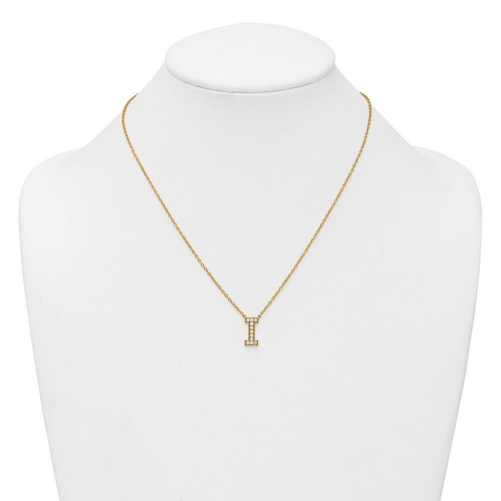 14k 1/4ct Lab Grown Diamond VS+ F+ Comp Letter I 18in Initial Necklace
