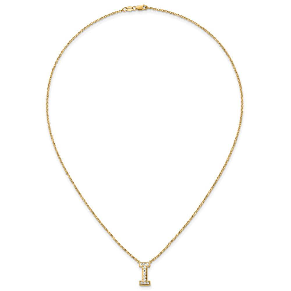 14k 1/4ct Lab Grown Diamond VS+ F+ Comp Letter I 18in Initial Necklace