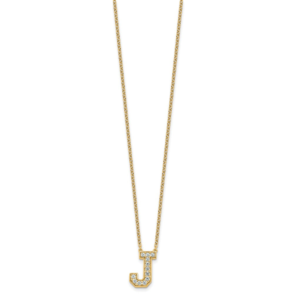 14k 1/3ct Lab Grown Diamond VS+ F+ Comp Letter J 18in Initial Necklace
