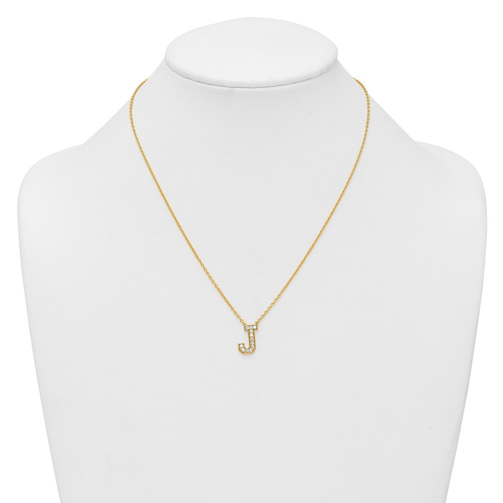 14k 1/3ct Lab Grown Diamond VS+ F+ Comp Letter J 18in Initial Necklace