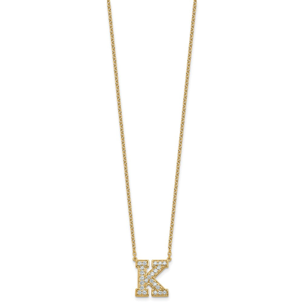 14k 1/2ct Lab Grown Diamond VS+ F+ Comp Letter D 18in Initial Necklace