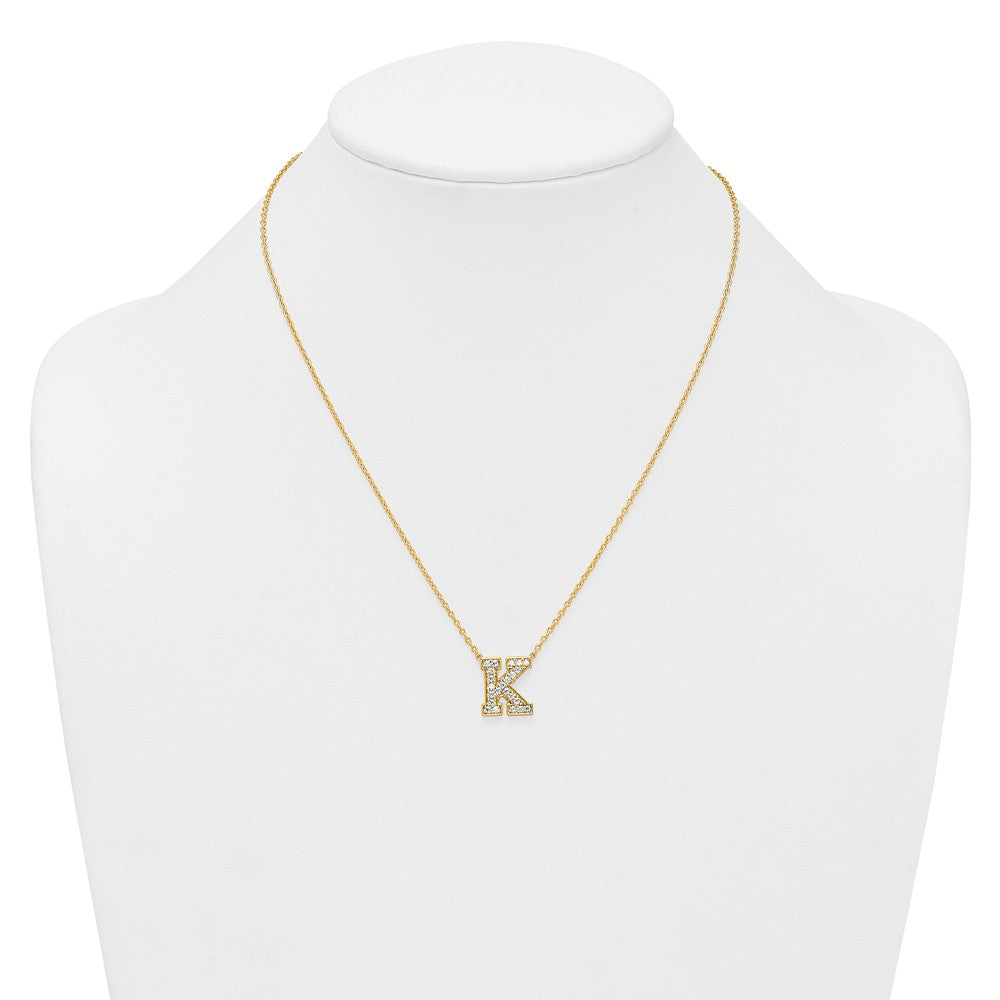 14k 1/2ct Lab Grown Diamond VS+ F+ Comp Letter D 18in Initial Necklace