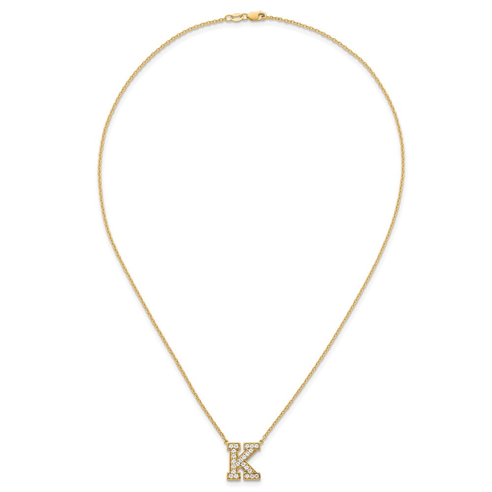 14k 1/2ct Lab Grown Diamond VS+ F+ Comp Letter D 18in Initial Necklace