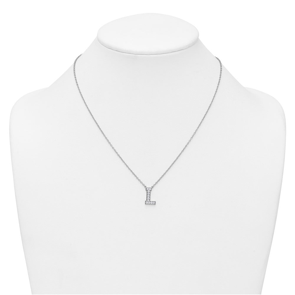 14kw 1/4ct Lab Grown Diamond VS+ F+ Comp Letter L 18in Initial Necklace