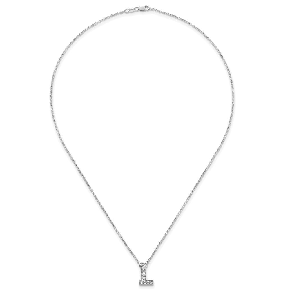 14kw 1/4ct Lab Grown Diamond VS+ F+ Comp Letter L 18in Initial Necklace