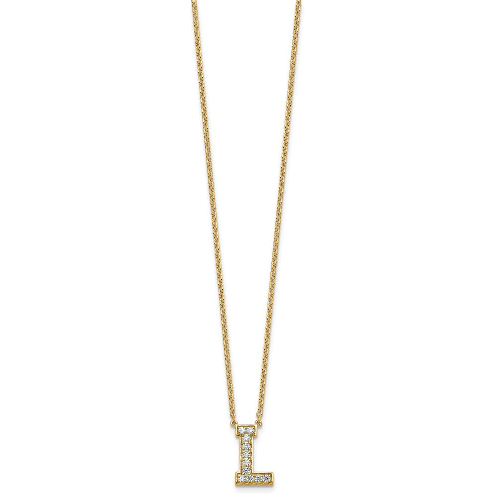 14k 1/4ct Lab Grown Diamond VS+ F+ Comp Letter L 18in Initial Necklace